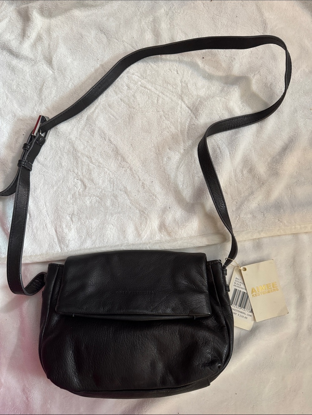 Aimee Kestenberg Black Leather Crossbody Shoulder Bag